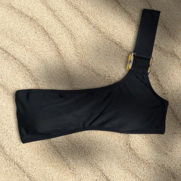 CANDYPANTS one shoulder ring bikini top black size 6 - Picture 3 of 8